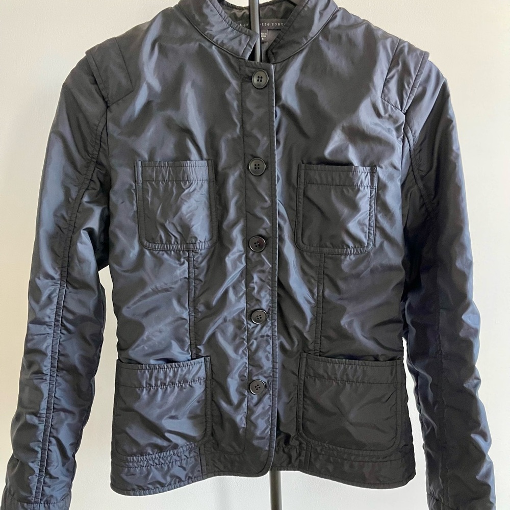 Bernadette Conte Black Lightweight Nylon Windbreaker Jacket